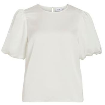 Blusa Corte VILA Ellette Satin Puff Bianco Neve