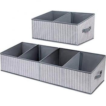 Foldable Storage Basket with Reinforced Handle (Ripple Grey)