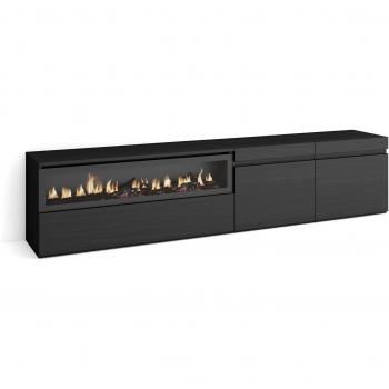 Estantería para Televisión con Chimenea Negra