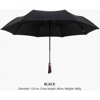 Luxury Windproof Automatic Folding Golf Umbrella with Wooden Handle for Men 8K