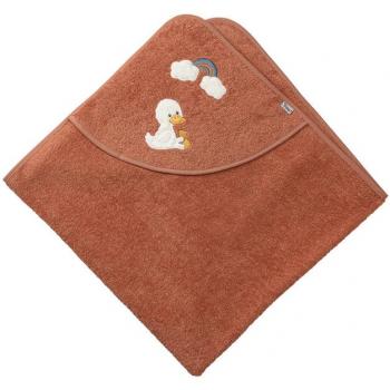 Cape de bain enfant Edda motif canard brun clair 100x100 cm
