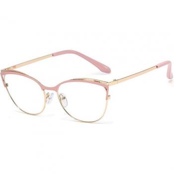 Gafas de mujer estilo gato, lentes vintage, marco de metal