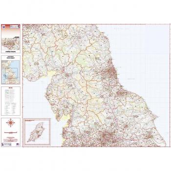 Color Folded Map of Northern England Postcodes – Districts
