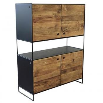 Credenza in Legno Massiccio Stile Industriale 100 x 40 x 131 cm