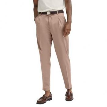 Beige Bundfaltenhose mit Satin-Stretch von Bugatti