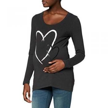 MAMALICIOUS Damen Mlheartie X-Mas L/S Jersey Top A. Langarmshirt, Grau (Dark Grey Melange Print: Glitter), XL