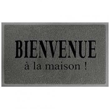 Tapis d'Entrée PVC Antidérapant - Gris Clair et Noir - 75 x 45 cm