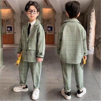 Boys Spring 2022 Plaid Blazer and Pants Outfit