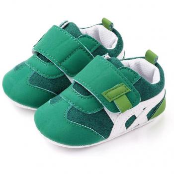 Baskets souples pour premiers pas en cuir PU et daim pour bébés garçons 0-18M