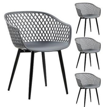 Lot de 4 chaises de salle à manger MADEIRA en gris anthracite