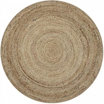 Tapis Rond Beurre de Jute Handmade – Sunny Day, 150 × 150 cm