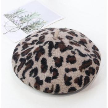 Leopard Print Wool Beret
