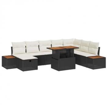 BlackPoly Rattan Outdoor Sofa Set (9 Pieces) – Height Adjusting