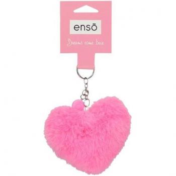 Llavero pompón corazón rosa fucsia Enso