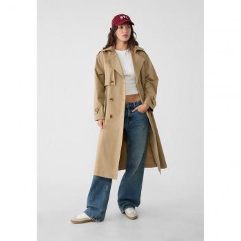 Beige Long Belted Trench Coat Size M