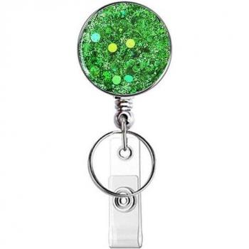 1Pcs Bling Credit Card ID Holder with Retractable Reel