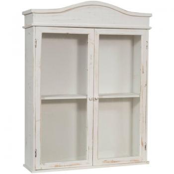Vetrinetta Bacheca Legno Bianco Anticata 64x84