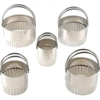 5PCS Stainless Steel Round Wave Cookie Cutters