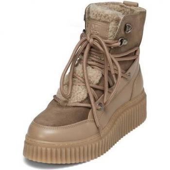Marc O’Polo Plateau-Stiefel Damen – Rindsleder, flauschiges Warmfutter – 37 – Hazel