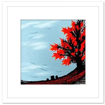 Poppy Field Maple – White 8x8” Framed Print