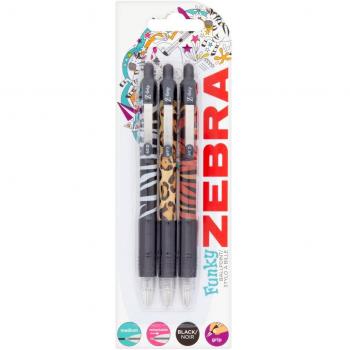 Zebra Z-Grip Retractable Animal Ballpoint Pen - Blue Ink, Pack of 3