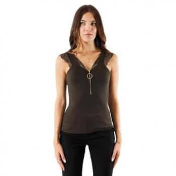 Morgan T-shirt collo a V khaki S