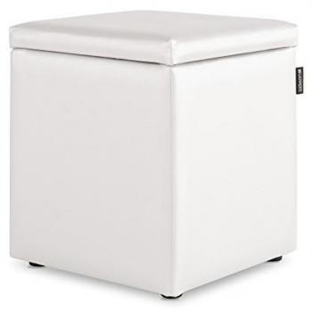 Puff cubo arcón polipiel blanco 1 unidad