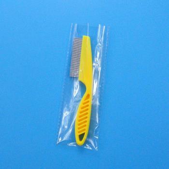 Peigne métallique à dents fines avec manche anti-puces