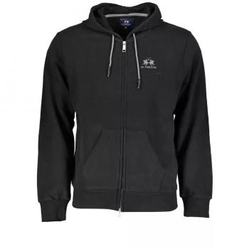 La Martina, Zip-throughs, male, Black, Size: 2XL Black Cotton Hooded Sweatshirt