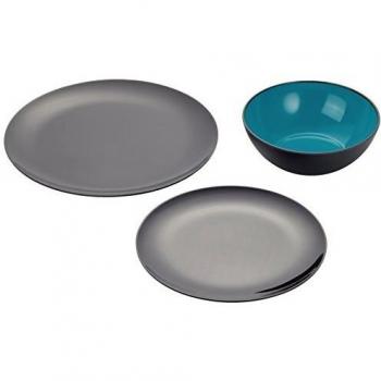 Gimex Geschirr Set Grey Line, türkis/anthrazit 12-tlg