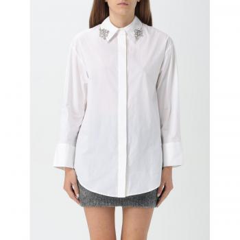 Actitude by Twinset Camicie - Camicia over in popeline con ricami, Bianco Papers, Cotone, Taglia: S