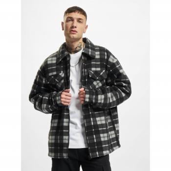 Urban Classics Plaid Teddy Lined Shirt Jacket Winterjacke schwarz weiß in XL