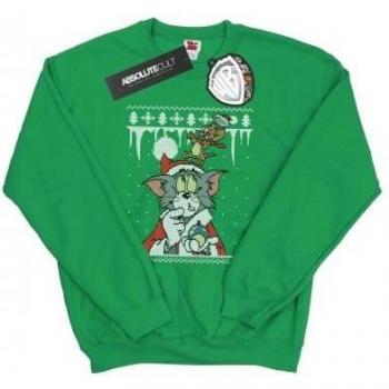 Felpa Uomo Tom And Jerry Natale Fair Isle Verde Boschetto