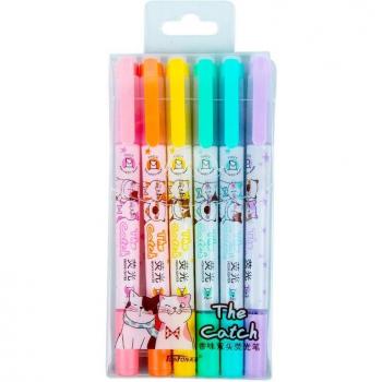 Aromatisierter Katze-Hunde-Doppelkopf Textmarker, 6 Farben, Mildliner