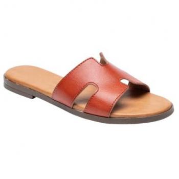 IVACHY Women's Comfort‑Foam H‑Shape Flats – Brown, Size 7