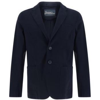3XL Herno Blue Scuba Jacket with Peak Lapel