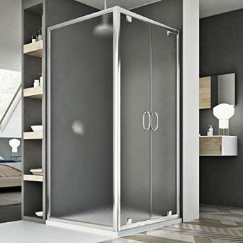 Mampara de ducha Idralite 90x80 cm vidrio impreso 2 hojas