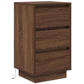 Mesa de Cabeceira LED VidaXL 38×34×65 cm Carvão Marron