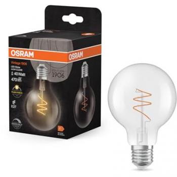 E27 927K Dimmer-Ready LED Vintage G80 Light – 4.6W, Clear Spiral Filament (OSRAM)