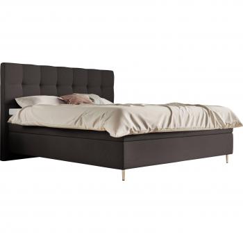 Aida Schlaraffia Boxspringbett (Anthracite) – Webstoff FACE, 120 × 200 cm, 80 kg Belastung, 7‑Zonen‑Federkernmatratze, Bettkasten, GELTEX Next Topper, Chrom-Metallfuß, niedriges Kopfteil