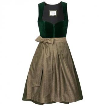 Samt Dirndl Livia Midi in Grün