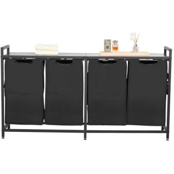 VEVOR Freestanding Laundry Organizer: 4 Section Sorter, Heavy‑Duty Metal Frame, Wood Countertop, 600D Oxford Bags