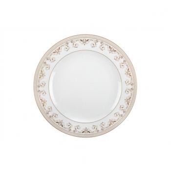 Plato llano Versace Medusa Gala 27 cm, porcelana beige y blanco