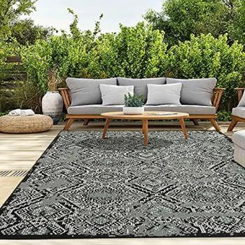 Vimoda Outdoorteppich Rauten Design Schwarz, Rechteckig, Höhe: 5 mm