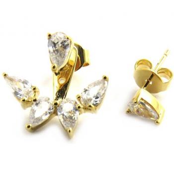 Lily's Gemma – M9920, Orecchio con orecchina e anello dorato “Sissi” bianco oro