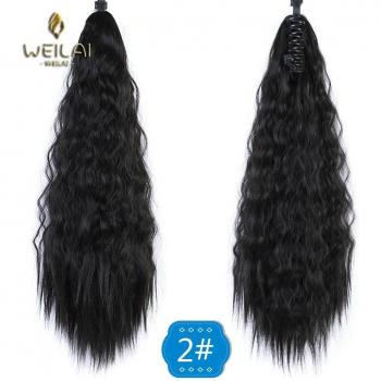 WEILAI Corn Wavy Long Ponytail Synthetic Hairpiece Wrap on Clip Hair Extensions