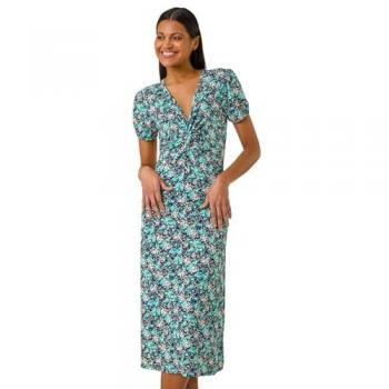 Robe Mi-Longue Imprimé Floral Bleu EU 48