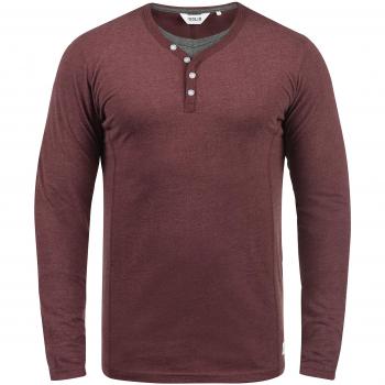 !Solid Doriano Herren Langarmshirt mit Grandad-Ausschnitt, Größe:L, Farbe:Weinrot Melange