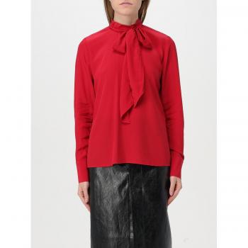 Twinset Bluse - Blusa misto seta con fiocco, Rosso Veneziano, Taglia: 44