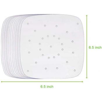 100-Piece Air Fryer Accessory Set with Round and Square Disposable Baking Paper and Perforated Steamer